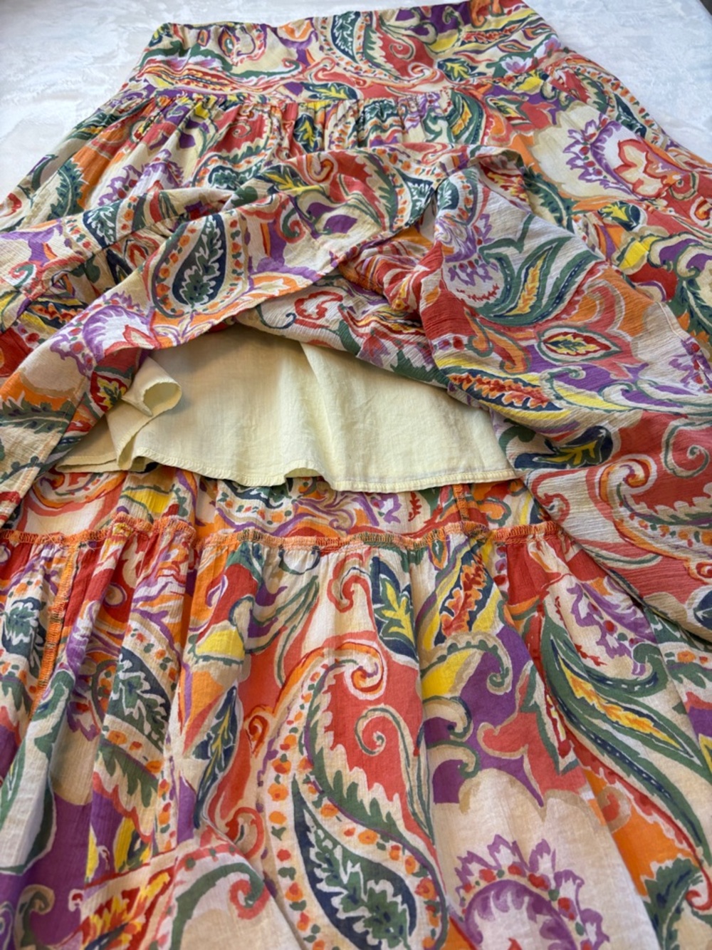 Women's CHAPS Paisley Tiered Midi Cotton BOHO Skirt - Multicolor - Picture 10 of 11